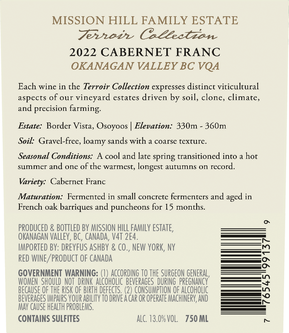 Mission Hill TERROIR COLLECTION Cabernet Franc - Image 5